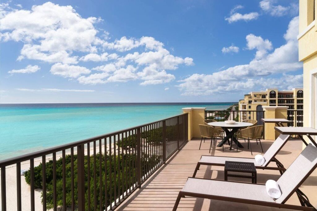 The balcony at Ritz-Carlton in Aruba